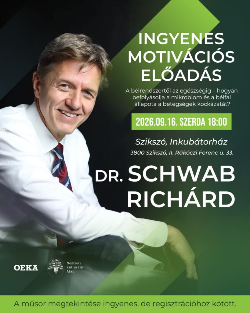 A bélrendszertől az egészségig – Dr. Schwab Richárd előadása – Szikszó, 2026.09.16.